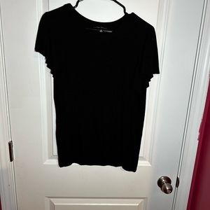 Black short sleeve ruffle blouse